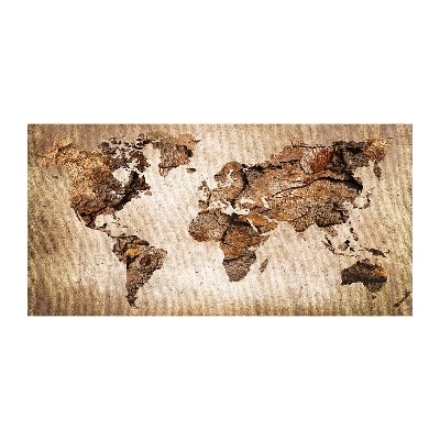 Tableau photo sur verre Carte du monde en bois