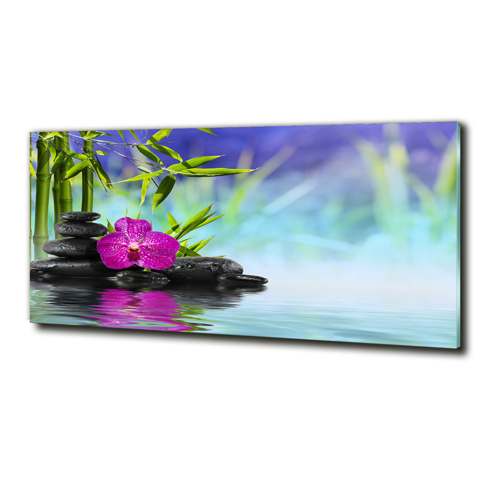 Tableau verre imprimé Orchidée bambou