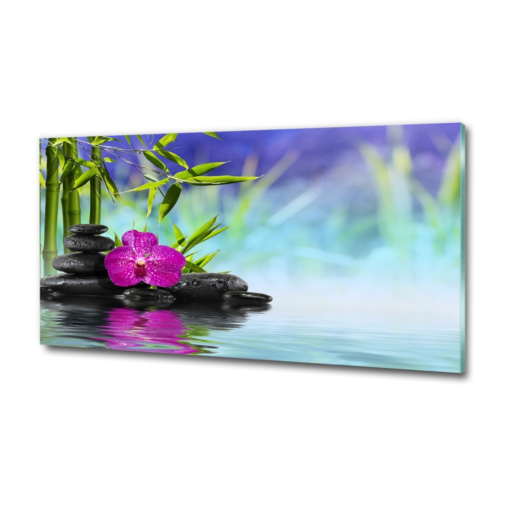 Tableau verre imprimé Orchidée bambou