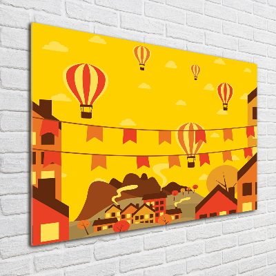 Tableau sur verre Ballons au-dessus de la ville