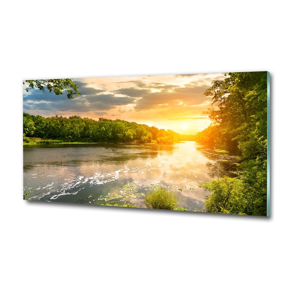 Tableau en verre Crépuscule au bord de la rivière