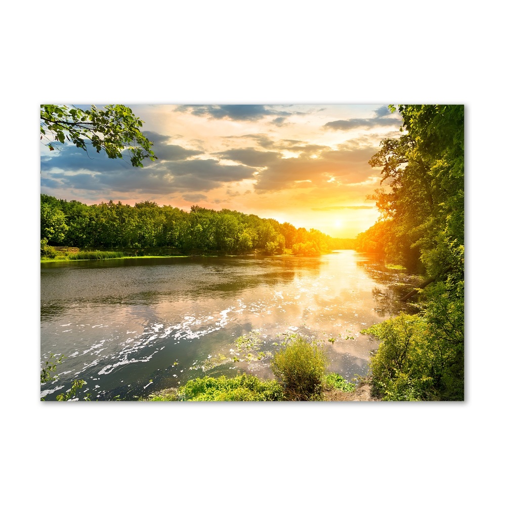 Tableau en verre Crépuscule au bord de la rivière