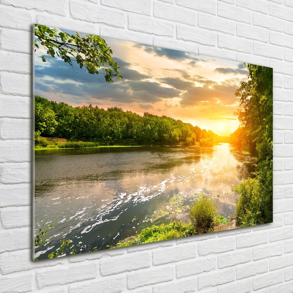 Tableau en verre Crépuscule au bord de la rivière