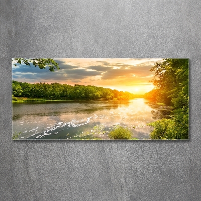 Tableau en verre Crépuscule au bord de la rivière