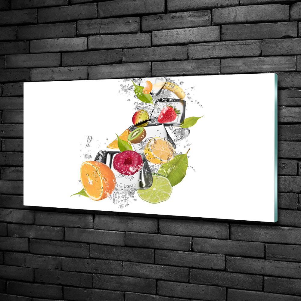 Tableau imprimé sur verre Fruits sur glace