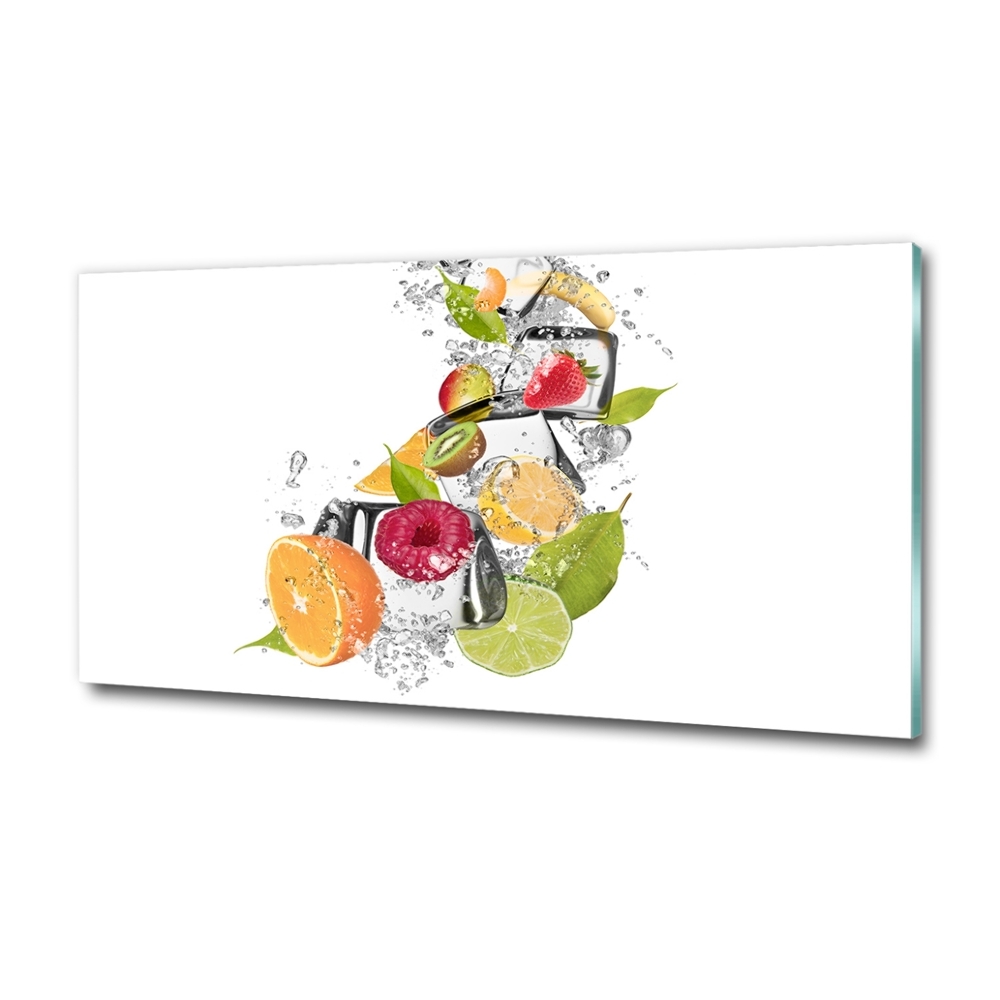 Tableau imprimé sur verre Fruits sur glace