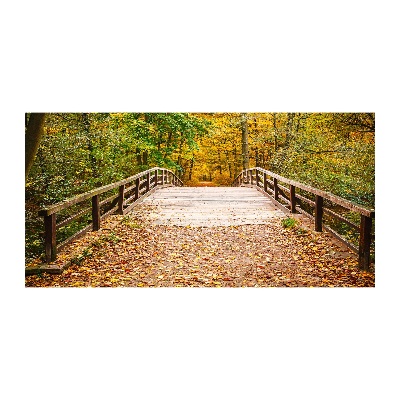 Tableau verre imprimé Pont dans les bois Automne