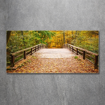 Tableau verre imprimé Pont dans les bois Automne