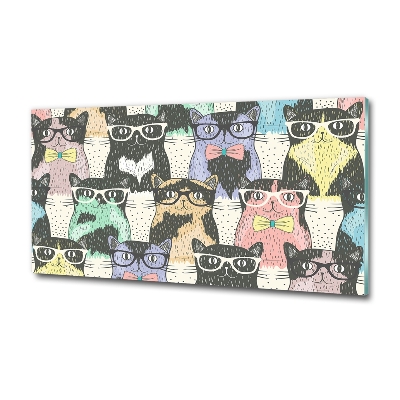 Tableau en verre Chats avec lunettes