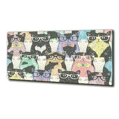 Tableau en verre Chats avec lunettes