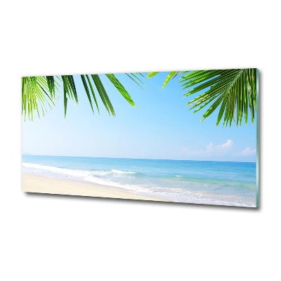 Tableau sur verre Plage tropicale palmiers