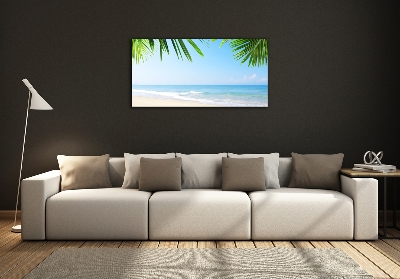 Tableau sur verre Plage tropicale palmiers