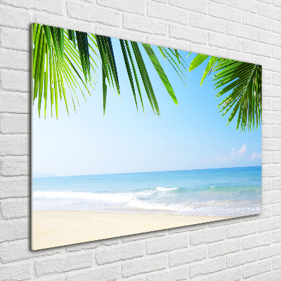 Tableau sur verre Plage tropicale palmiers