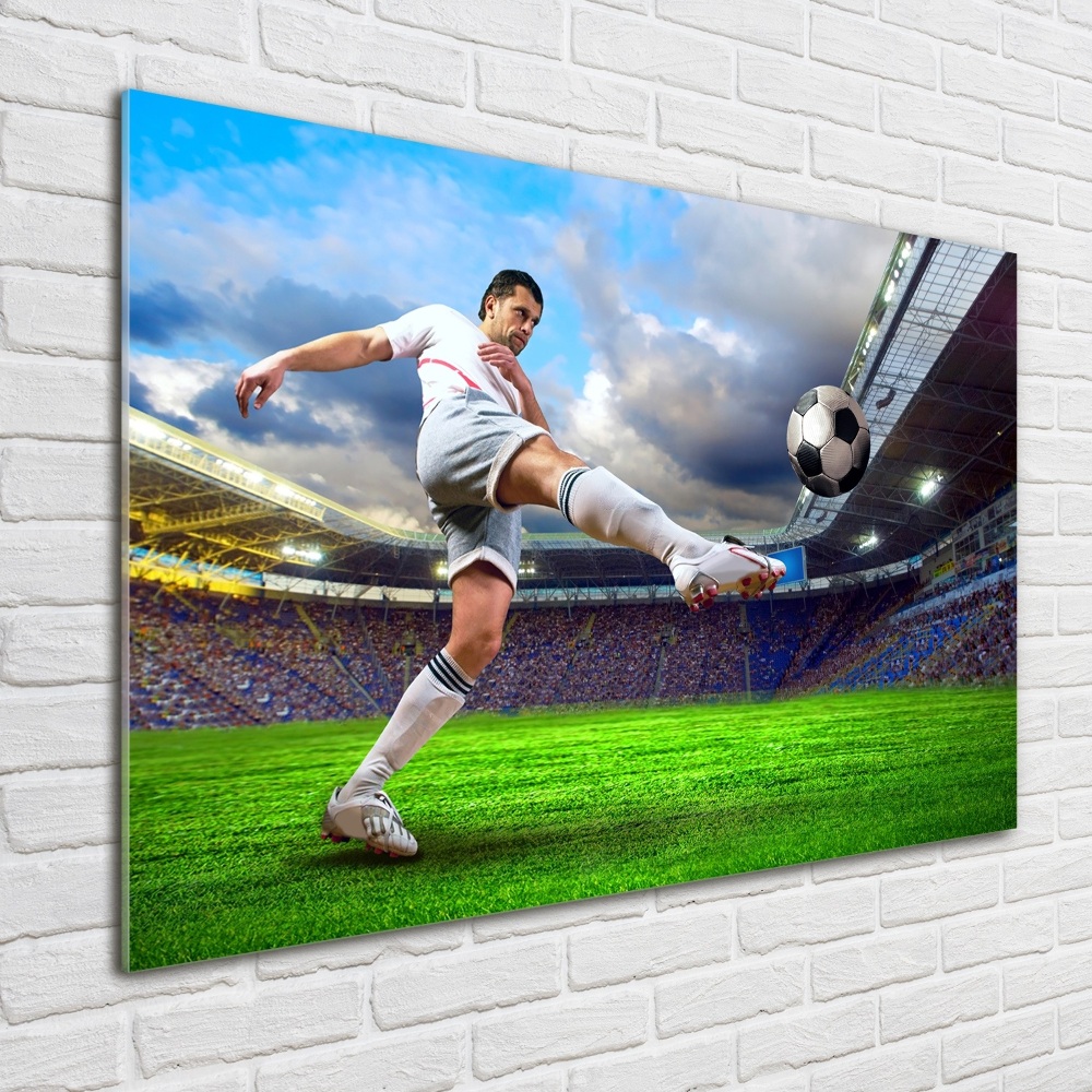 Tableau en verre Footballeur dans le stade