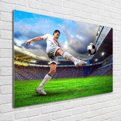 Tableau en verre Footballeur dans le stade