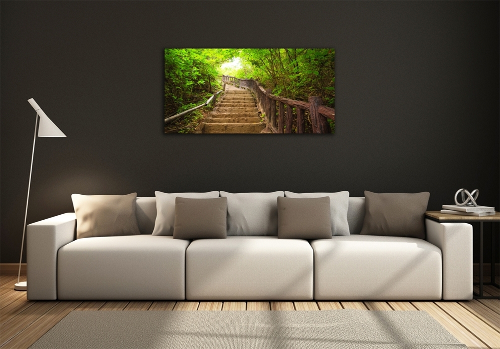 Tableau en verre Escalier dans la forêt