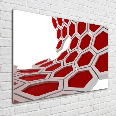 Tableau imprimé sur verre Abstraction 3D d'hexagones