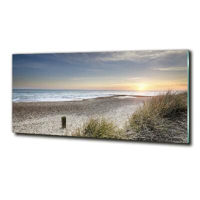 Tableau sur verre Coucher de soleil et dunes de sable