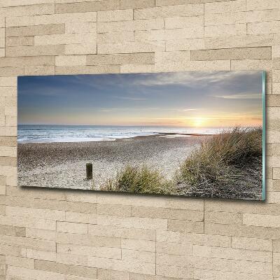 Tableau sur verre Coucher de soleil et dunes de sable