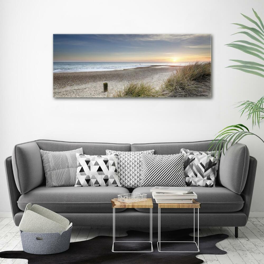 Tableau sur verre Coucher de soleil et dunes de sable