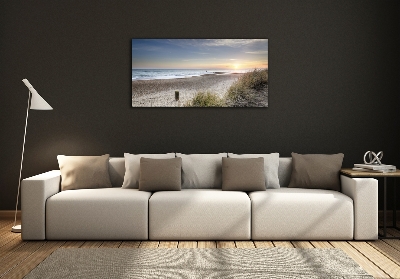 Tableau sur verre Coucher de soleil et dunes de sable