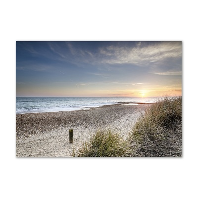 Tableau sur verre Coucher de soleil et dunes de sable