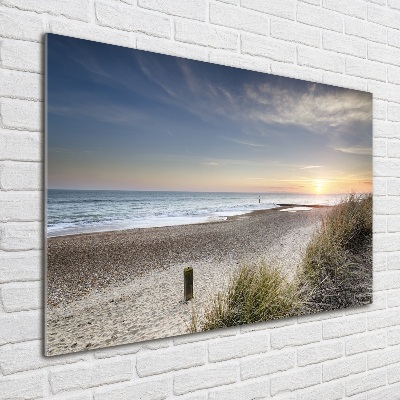 Tableau sur verre Coucher de soleil et dunes de sable