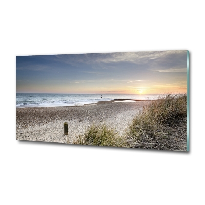 Tableau sur verre Coucher de soleil et dunes de sable