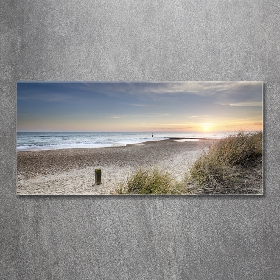 Tableau sur verre Coucher de soleil et dunes de sable