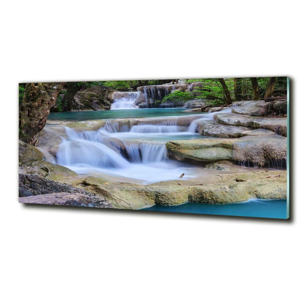 Tableau verre imprimé Cascade dans la forêt