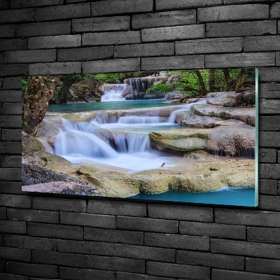 Tableau verre imprimé Cascade dans la forêt