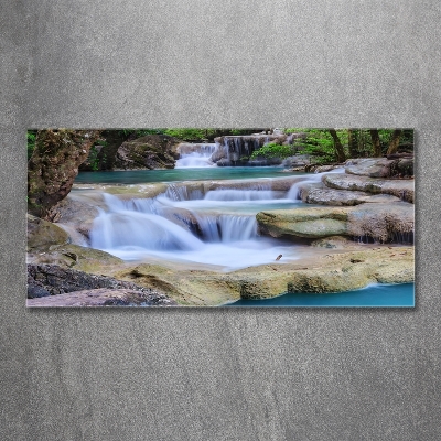 Tableau verre imprimé Cascade dans la forêt