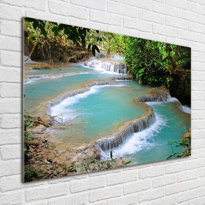 Tableau en verre Cascade dans la forêt