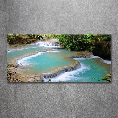 Tableau en verre Cascade dans la forêt