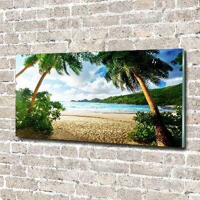 Tableau photo sur verre Palmiers sur la plage