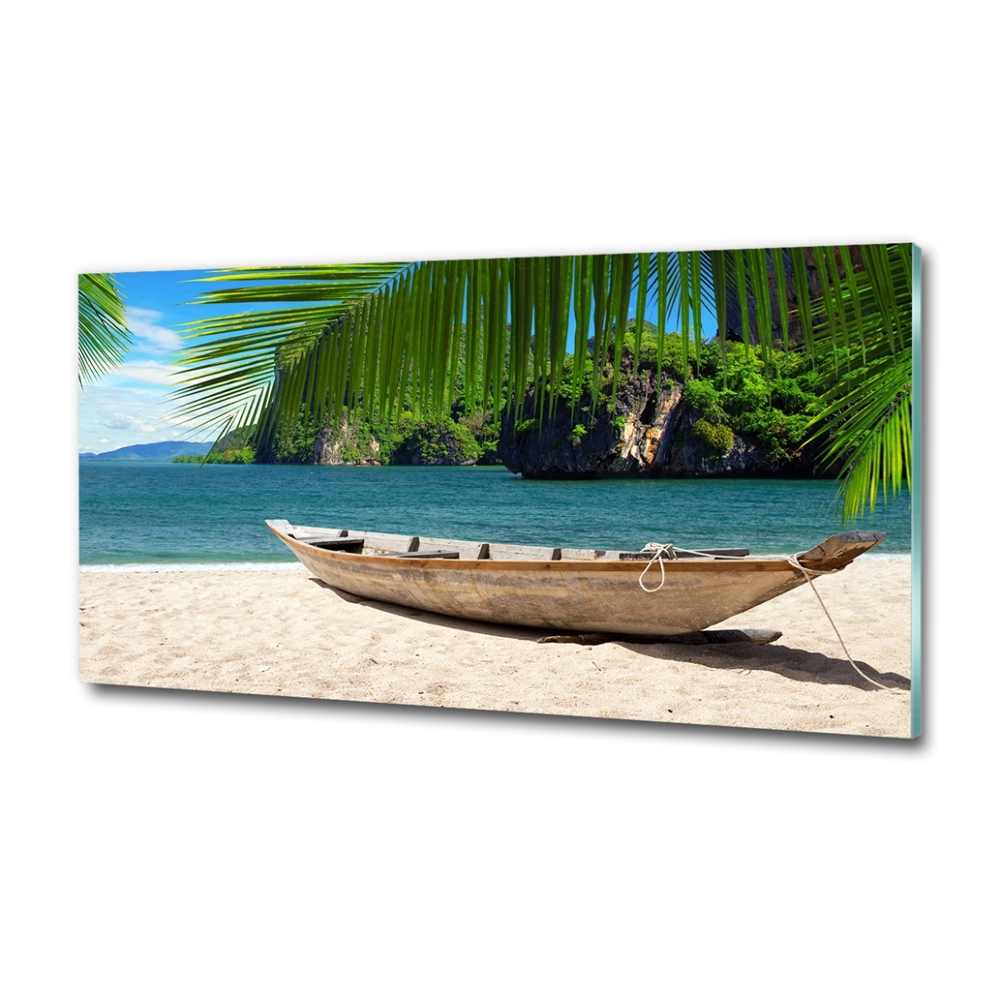 Tableau sur verre Bateau sur la plage