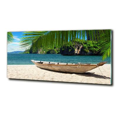 Tableau sur verre Bateau sur la plage