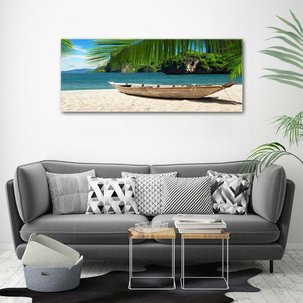 Tableau sur verre Bateau sur la plage