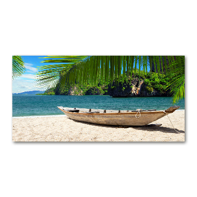 Tableau sur verre Bateau sur la plage