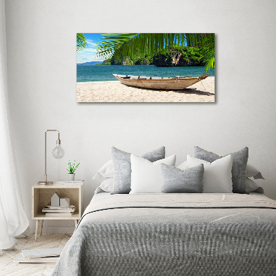 Tableau sur verre Bateau sur la plage