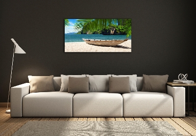 Tableau sur verre Bateau sur la plage