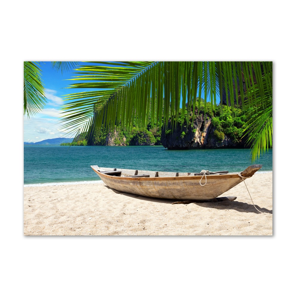 Tableau sur verre Bateau sur la plage