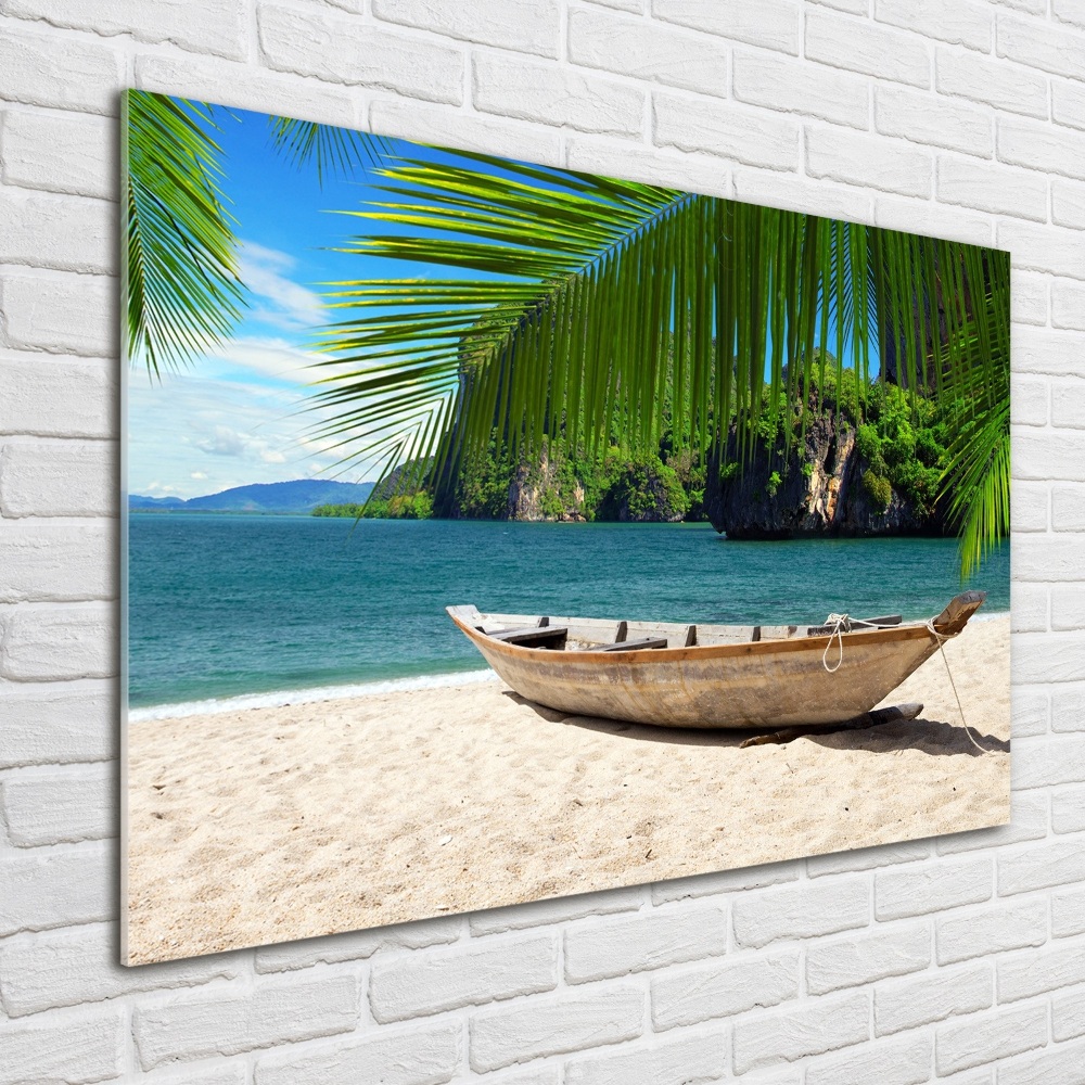 Tableau sur verre Bateau sur la plage