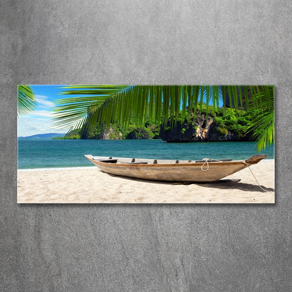 Tableau sur verre Bateau sur la plage