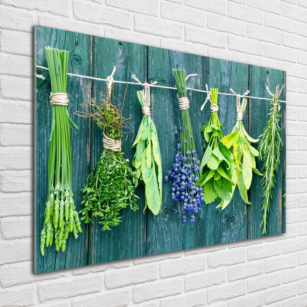 Tableau en verre Les herbes sur un fil