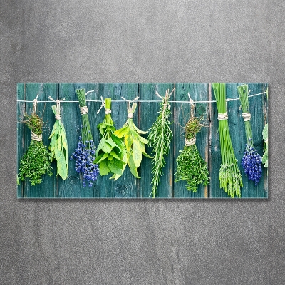 Tableau en verre Les herbes sur un fil