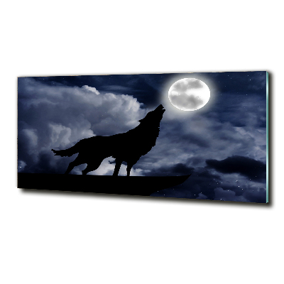 Tableau verre imprimé Loup hurlant pleine lune