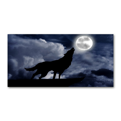 Tableau verre imprimé Loup hurlant pleine lune