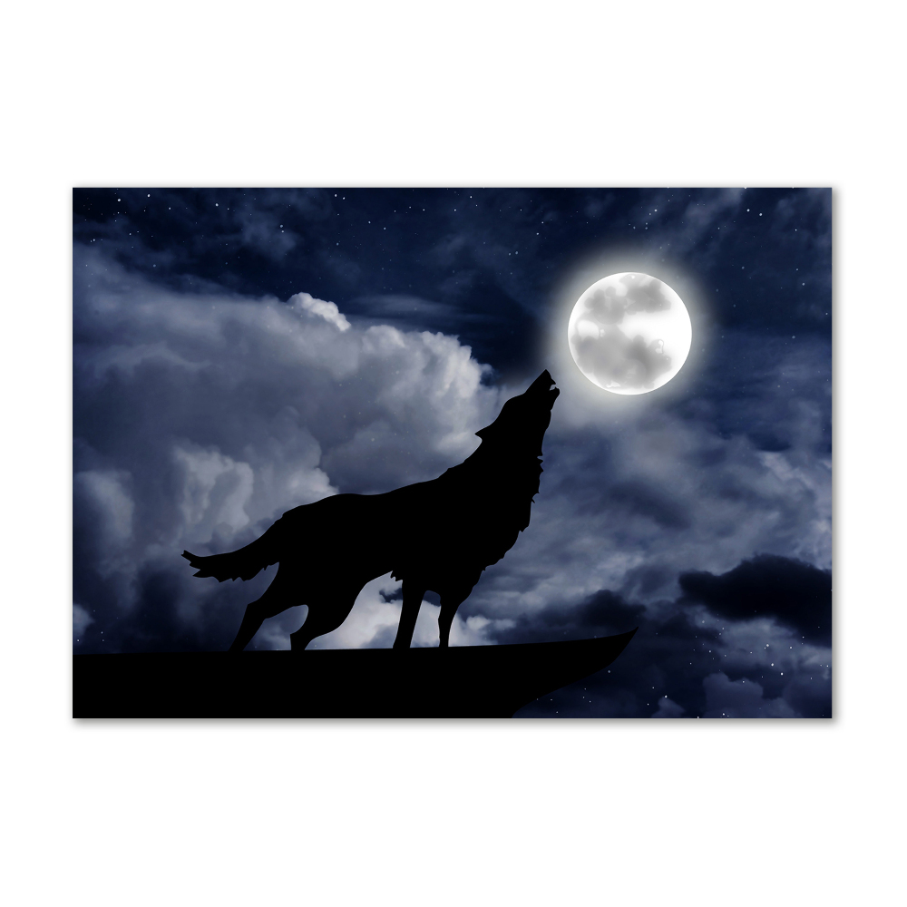 Tableau verre imprimé Loup hurlant pleine lune