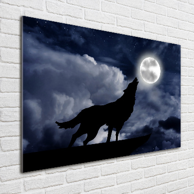 Tableau verre imprimé Loup hurlant pleine lune